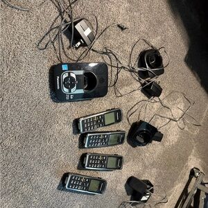 Panasonic Black Cordless Phone Set with Base and 3 remote u it’s - Chargers incl